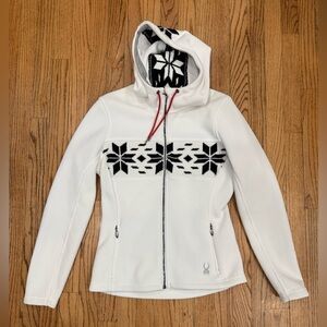 Spyder Core Sweater White and Black Snowflake Jacket Medium